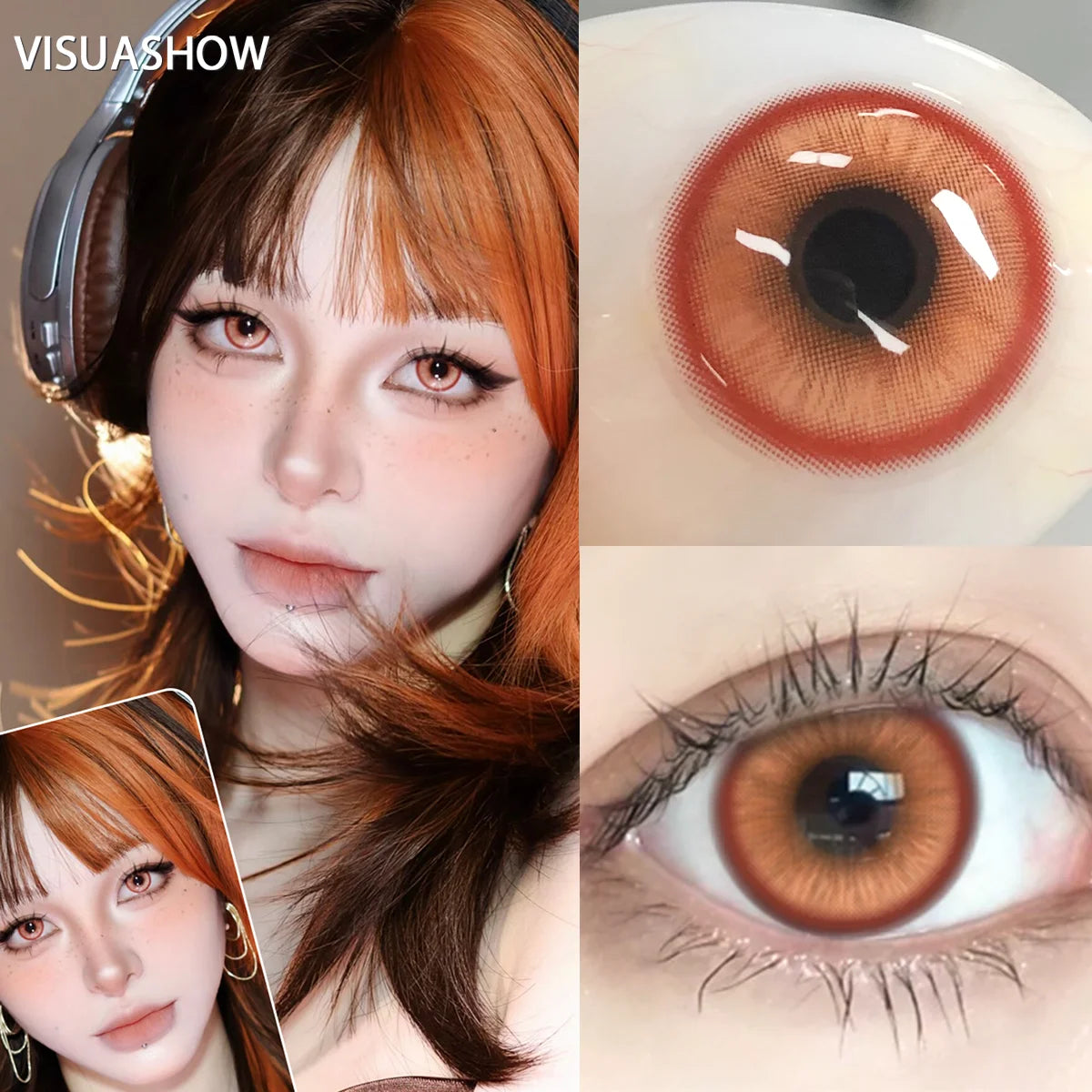 VISUASHOW 1Pair Colored Contact Lenses Cosplay Red Blue Purple Green Brown Grey Anime Lenses Halloween Beauty Cosmetic for Eyes