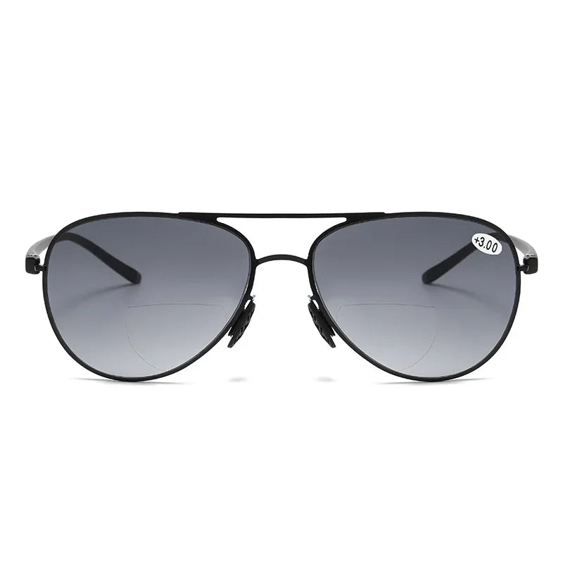 Bifocal Reading Glasses Men Fashion Double Bridge Sunglasses Male Look Far and Near Anti Glare Hyperopia Eyeglasses +100 To +350