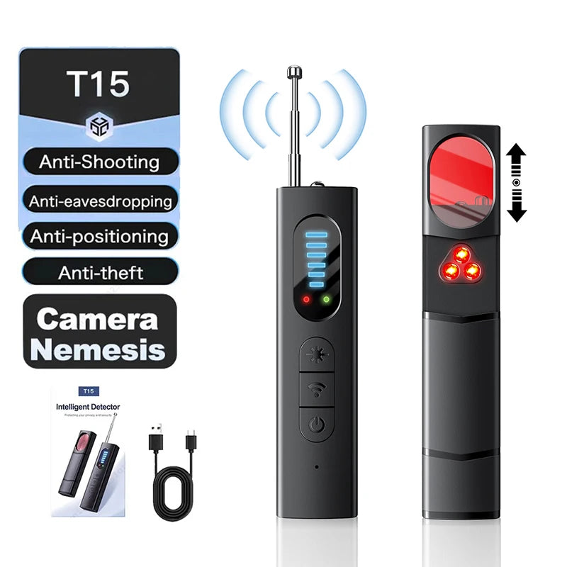 Portable Camera Detector Anti-Spy Car GPS Tracker Listening Device bug RF Wireless All Signal Scanner Gadget Security Protection