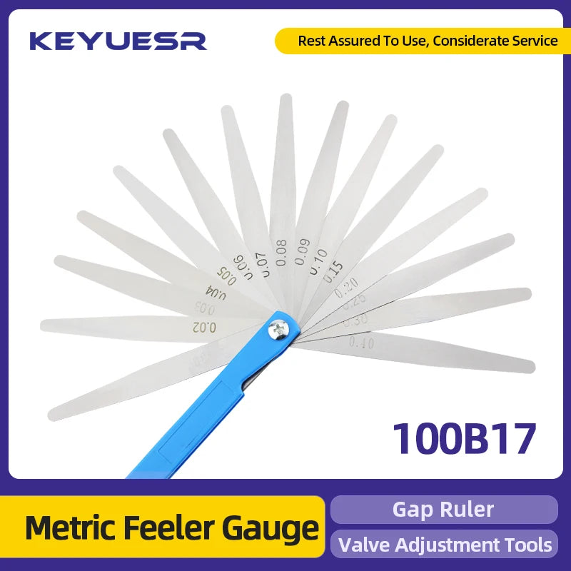 100B17 Feeler Gauge Spark Plug Gauge Filler Gauge Valve Probes Metric Thickness Set Probe Thickness Gauge Spark Plug Gap Tools