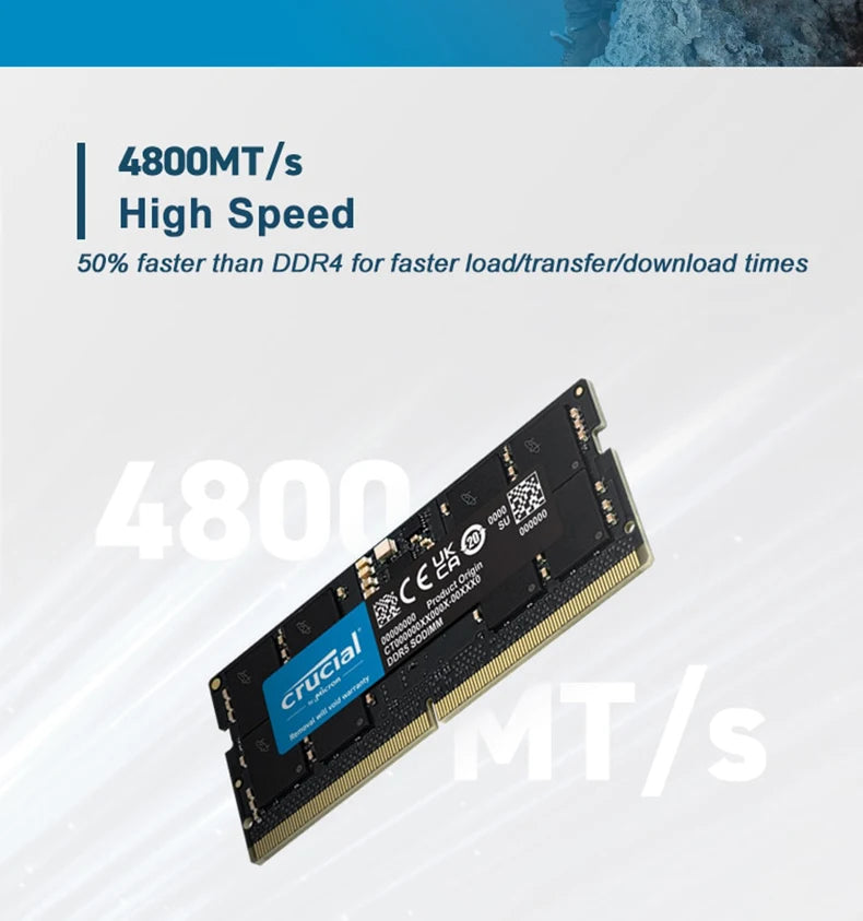 Crucial Laptop Memory DDR5 4800 5600 MT/s MHz 8GB 16GB 32GB RAM 262pin SO-DIMM Memory for LEGION Laptop Notebook Ultrabook