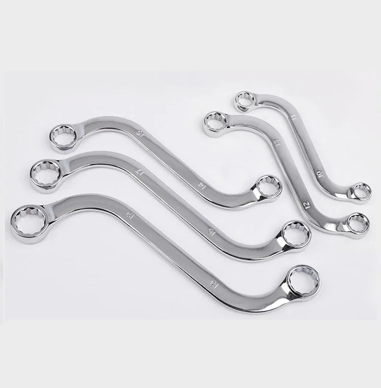 Allsome 5Pcs S Type Double Ended Allen Wrench 140-240MM Combination Ring Spanner Plum Plate Curved Machine Fastener Repair Tools