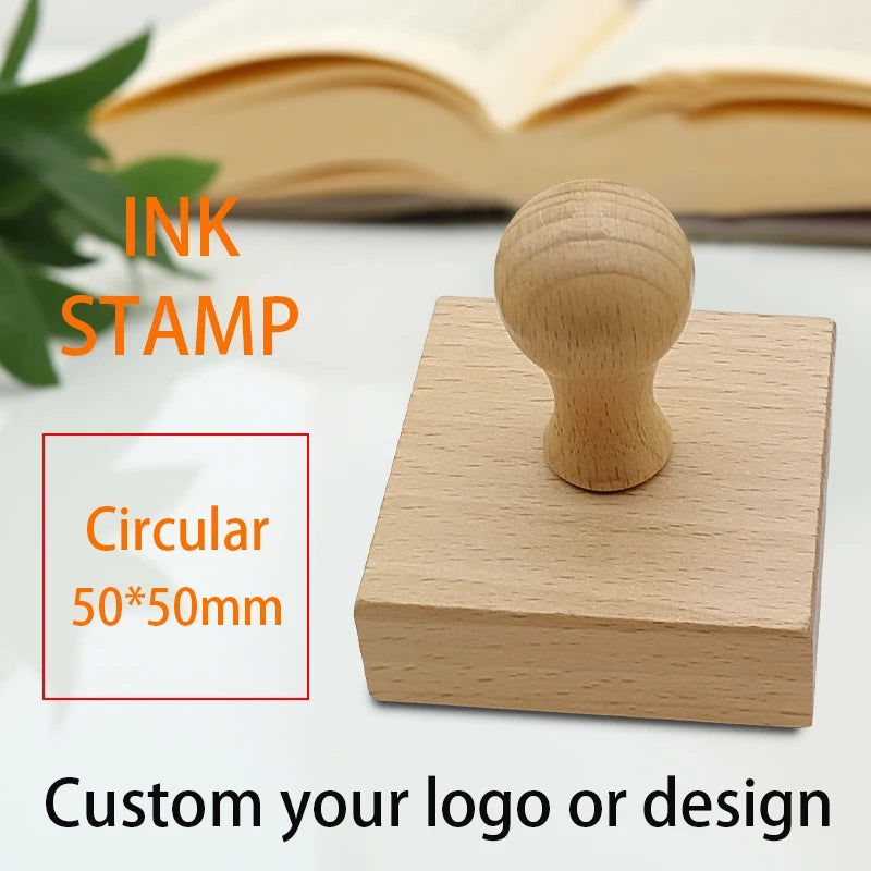 Custom Wooden Stamp Seal Personalized Logo Wedding Party Packaging Stamp Company Address&Name Self Inking Rubber Stamp Artwork