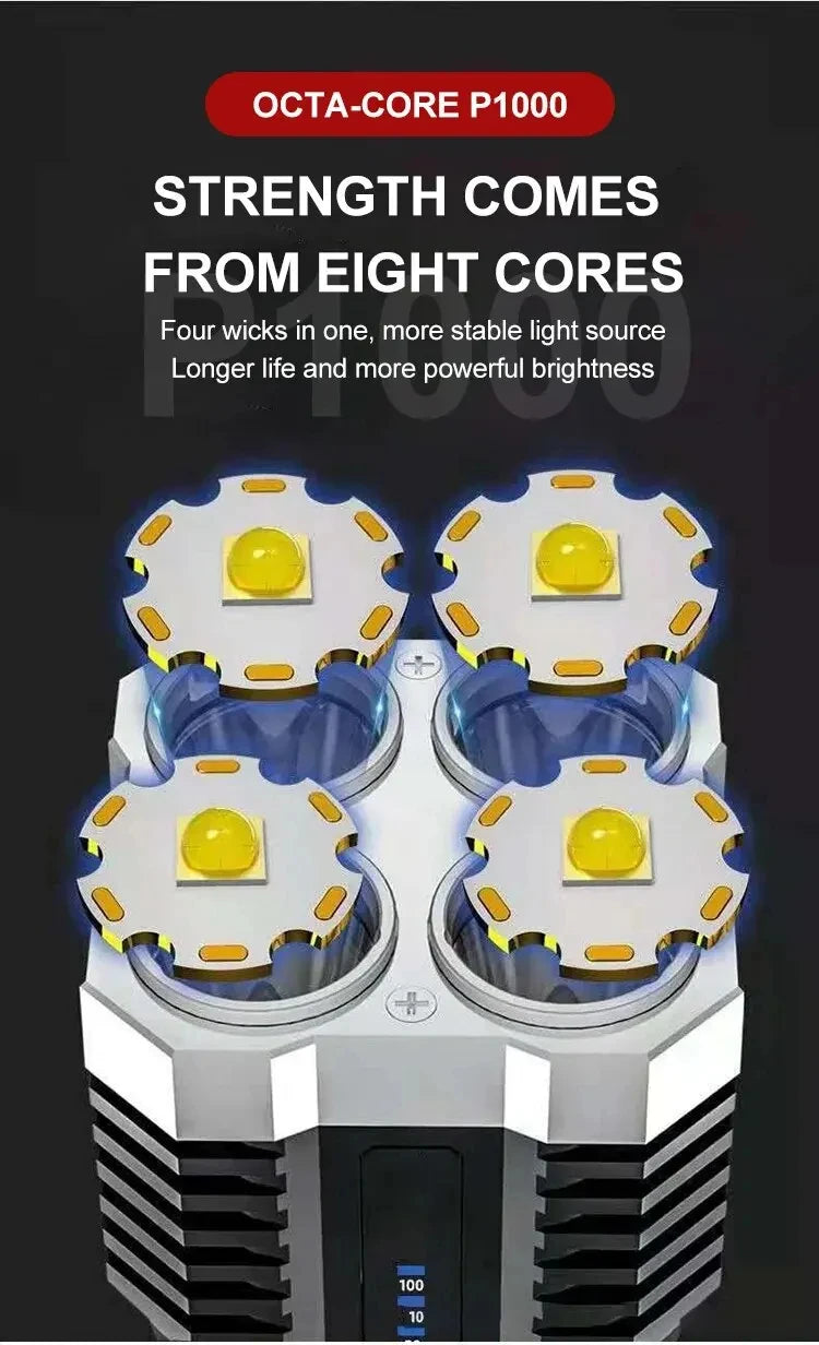 High Power LED Flashlights Camping Torch With 4 Lamp Beads And COB Side Light Rechargeable Portable Hand Lantern 4 Lighting Mode