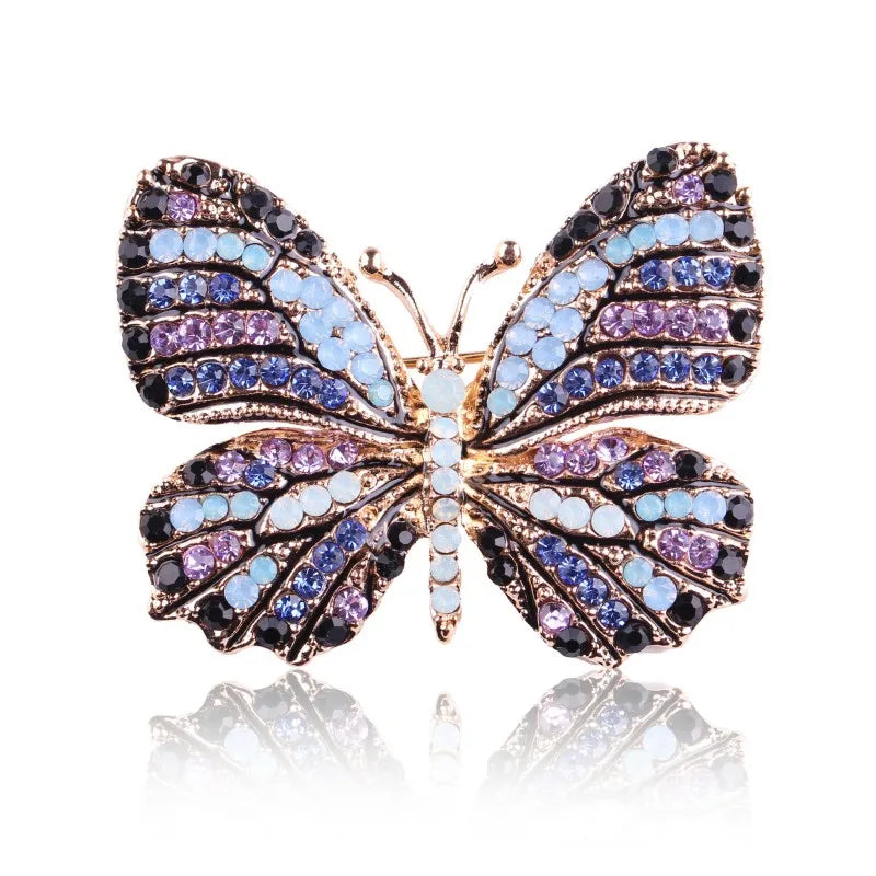 Rhinestone Butterfly Brooch, Glittering , Multi-color Optional, For Women Small Gift