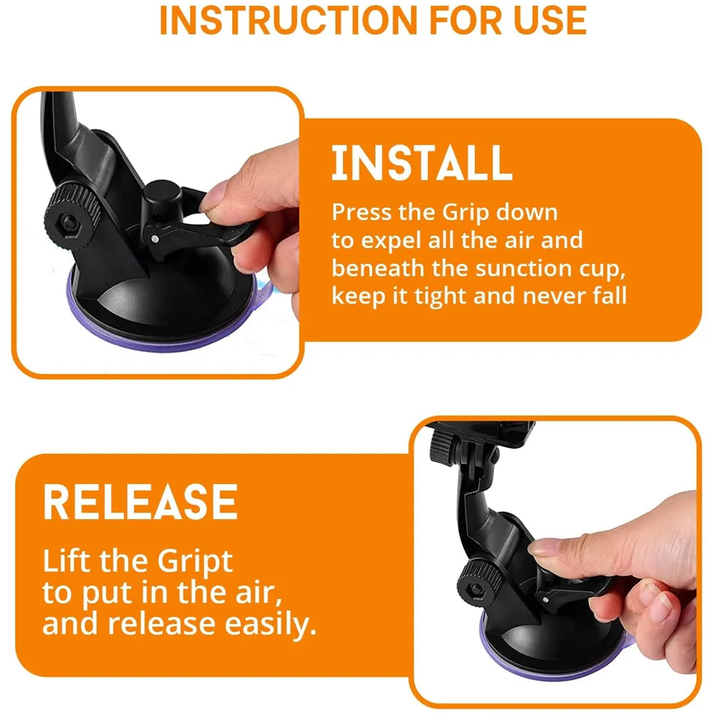 Car Suction Cup Mount for GoPro Hero 13 12 11 10 9 8 7 6 5 Black Silver DJI SJCAM AKASO Camera Holder Mounting Accessories