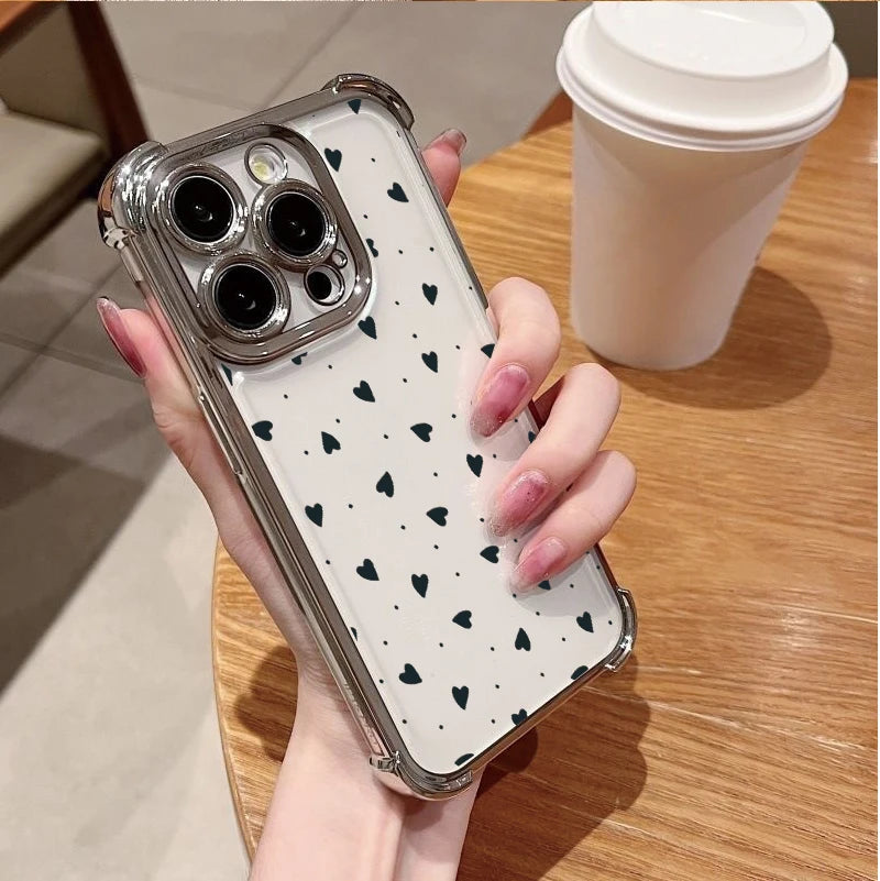 Cute Love Heart Electroplated Airbag Case For Realme 15 14 Pro Plus 15T 5G C53 C51 C85 C55 C15 C20 C35 C33 12 13 9 Pro Plus GT 7