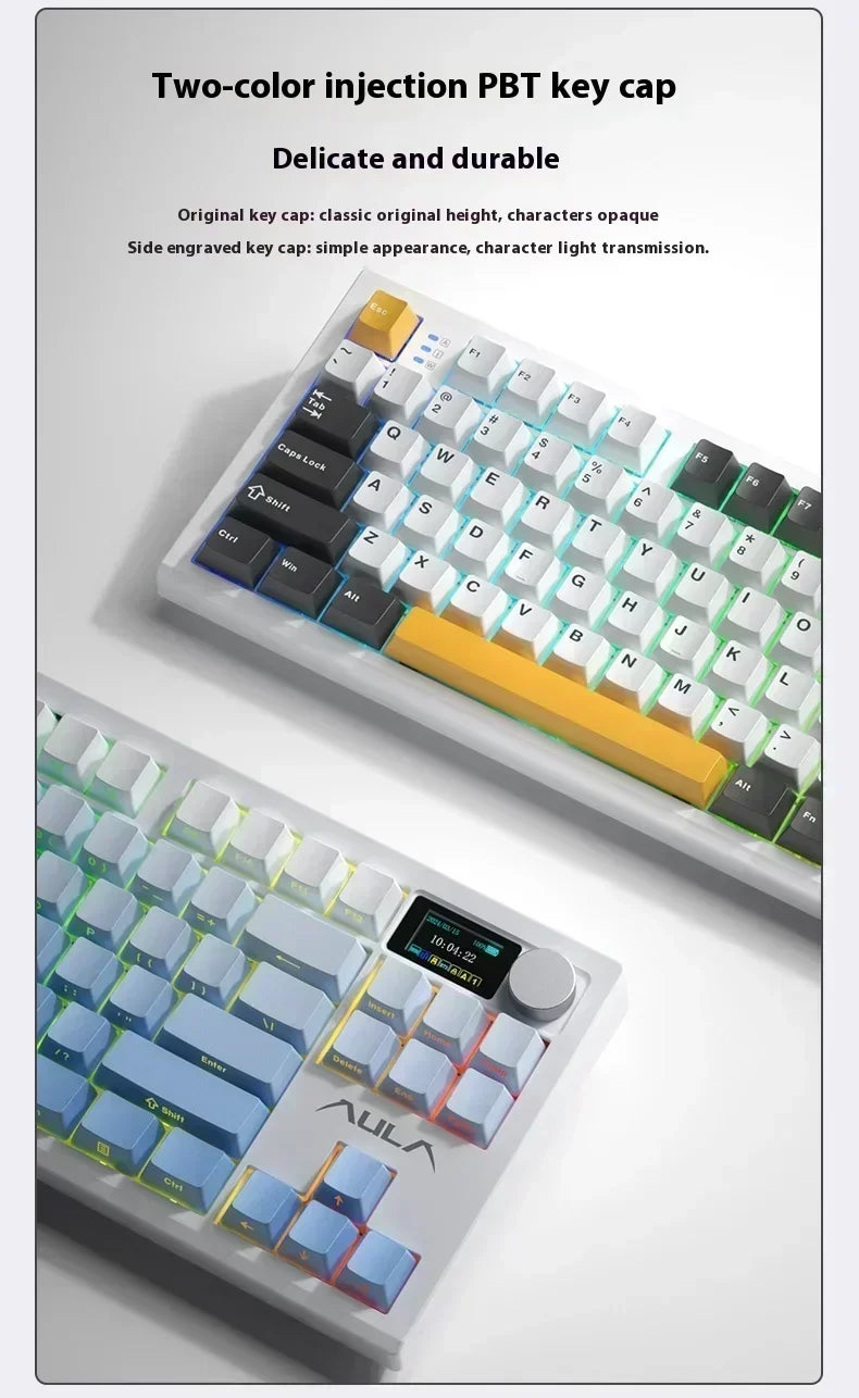 AULA S87Pro Gaming Mechanical Keyboard Wireless Bluetooth Keyboard Tri-mode RGB Hot Swappable Customized Games Accessories