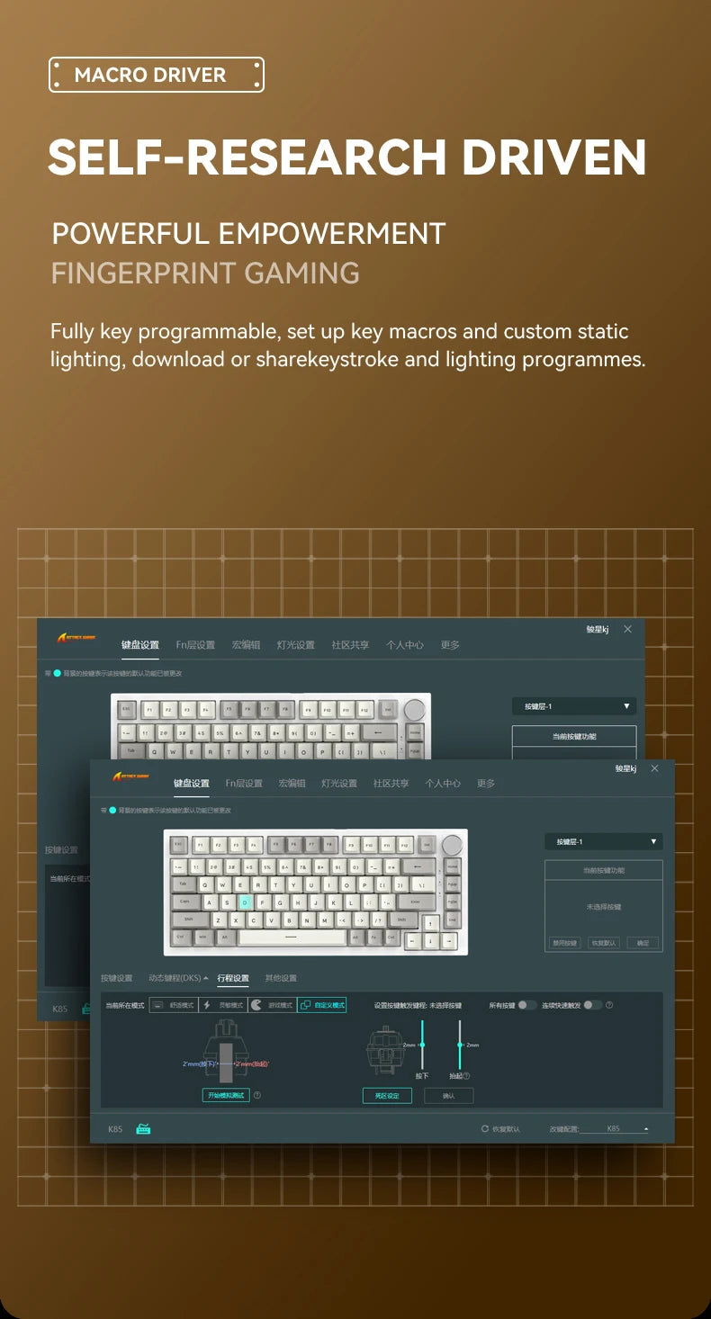 Attack Shark K85 Mag Customisable Mechanical Keyboard,Magnetic Switch,Hot-swappable,Metal Knobs,Suitable for FPS. games,Win&Mac