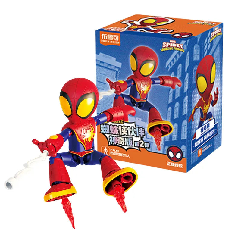 12cm Marvel Spider Amazing Friends 3 Blind box Model kits  Spider Man Peter Parker Miles Gwen  Action Figure Splicing toys