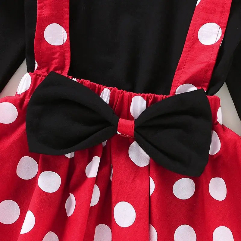2Pcs/Set Baby Girl Dress Summer Girl Bow Polka Dot Dress Two-Piece Set Cute Girl Princess Dress Set Performance Outfit