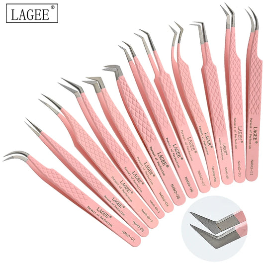LAGEE Fiber Tip Eyelash Extension Tweezer Volume Isolation Precise Lash Tweezers Nano Technology Eyebrow from Nagaraku Makeup