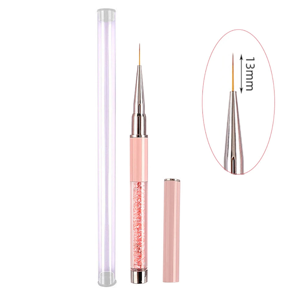 Pink Nail Art Brushse Pen Lines Stripe Flower Painting Drawing Pen Acrylic UV Gel Extension Grids Nail Brush Manicure Tools 1PCS
