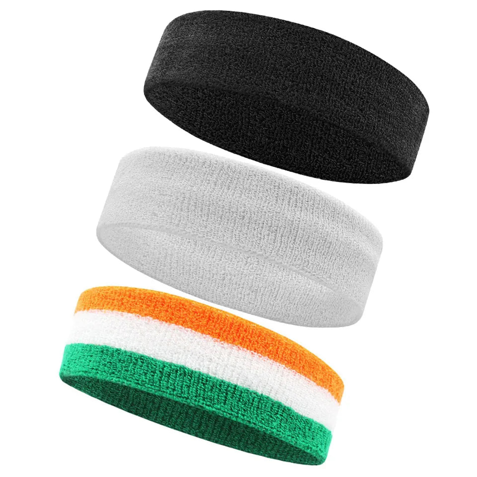 AOLIKES 3PCS Sweatbands Sports Headband - Moisture Wicking Athletic Cotton Terry Cloth Sweatband for Tennis, Basketball, Running