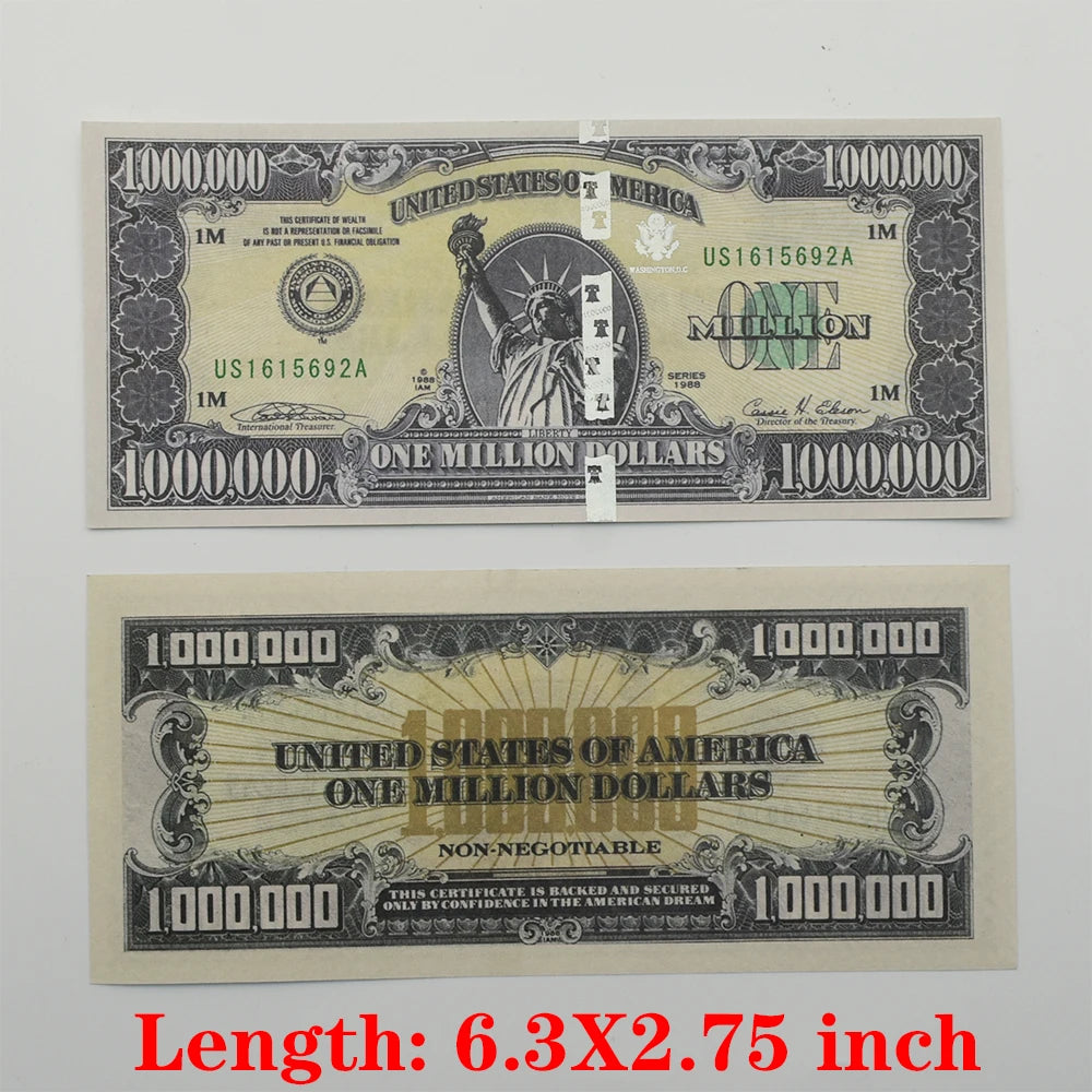10PCS/100PCS American One Million Dollar Banknote Collection Statue of Liberty Design with UV Anti-counterfeiting Serial Number