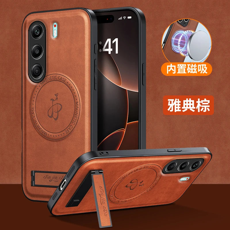 For Tecno Camon 40 Pro 4G 5G Magnetic Wireless Charging Leather Phone Case Shockproof Silicone Lens Protect Cover Cases Bracket