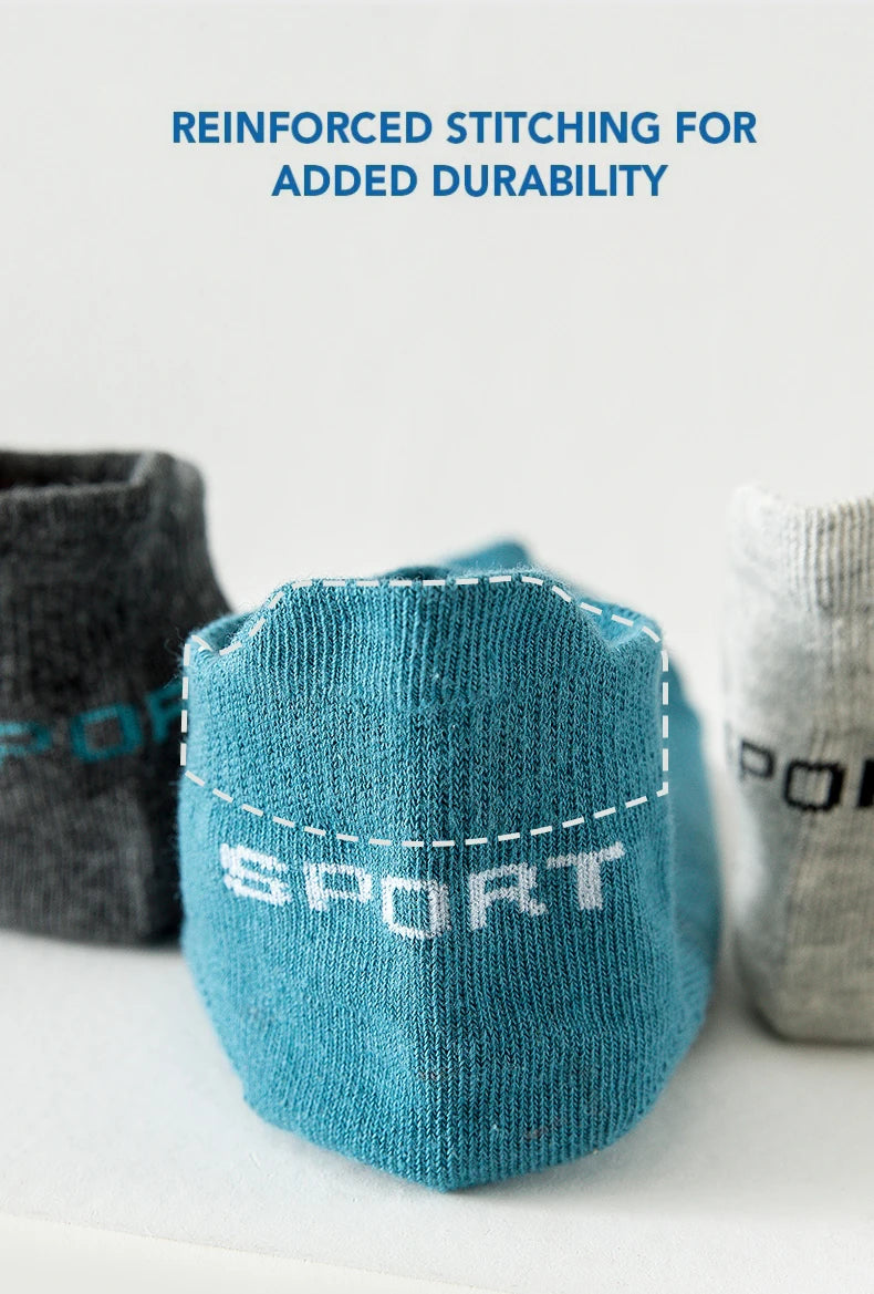 HSS 5Pairs Organic Cotton Men Socks Ankle Breathable Mesh Sports Sock Casual Athletic Summer Thin Short Sokken Plus Size EU40-46