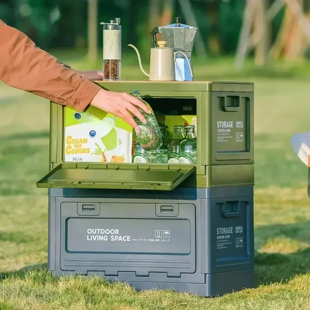 Storage Box Portable Camping Foldable Uncovered Storage Box Car Trunk Storage Table Dual Purpose Picnic Practical Outdoor Tools