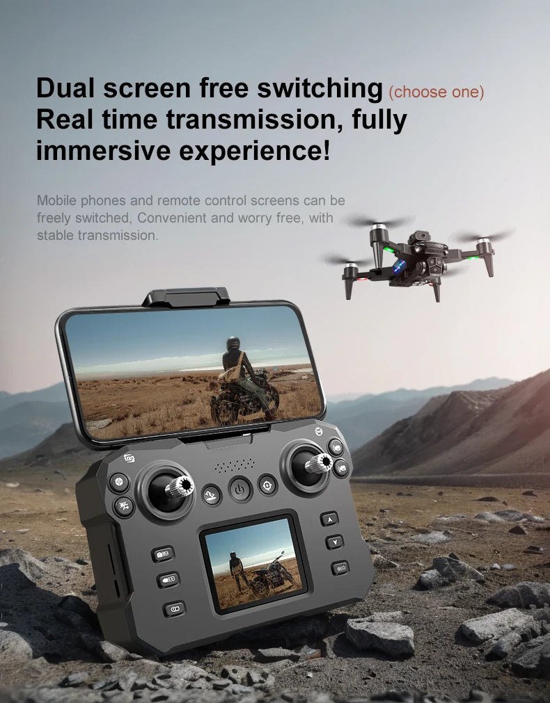 New KY605S Screen Controlled Drone 8K Three HD Camera Brushless Motor Obstacle Avoidance Foldable Quadcopter Dron RC Toys Gifts