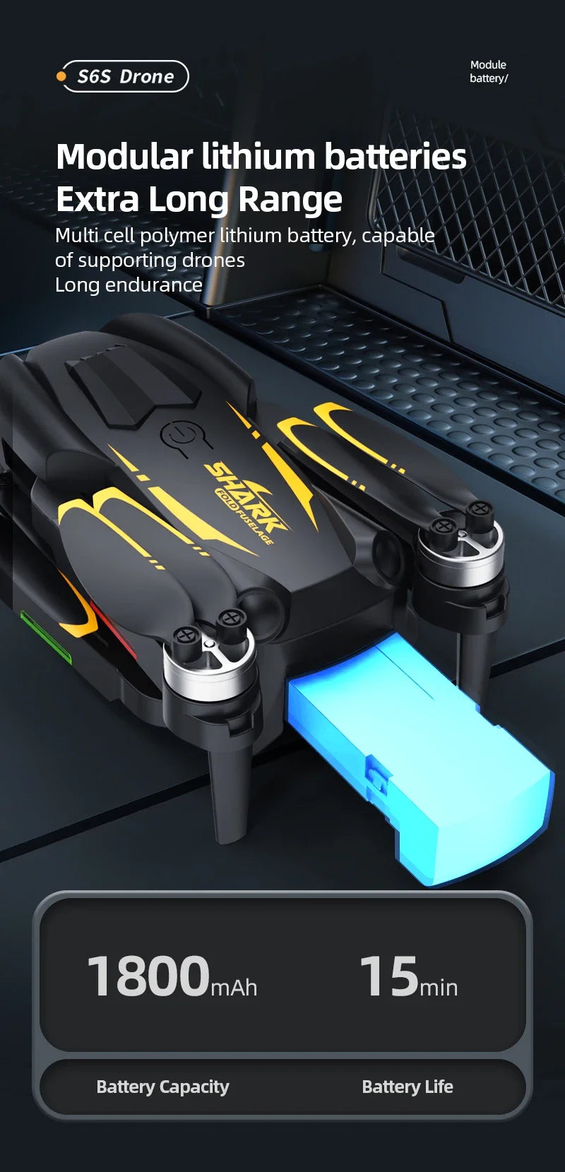 Hot Shark Drone S6S Brushless Professional 8K HD Camera WIFI FPV Obstacle Avoidance Optical Flow RC Foldable Quadcopter Toys