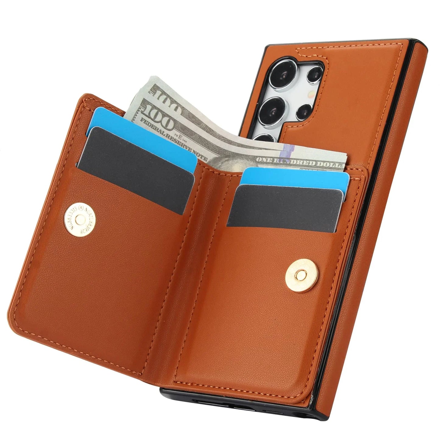 Wallet Case with Card Holder, 360° Rotation Ring Kickstand Magnetic Clasp for Samsung Galaxy S25 S24/S23/S22/S21 Ultra/Note 20