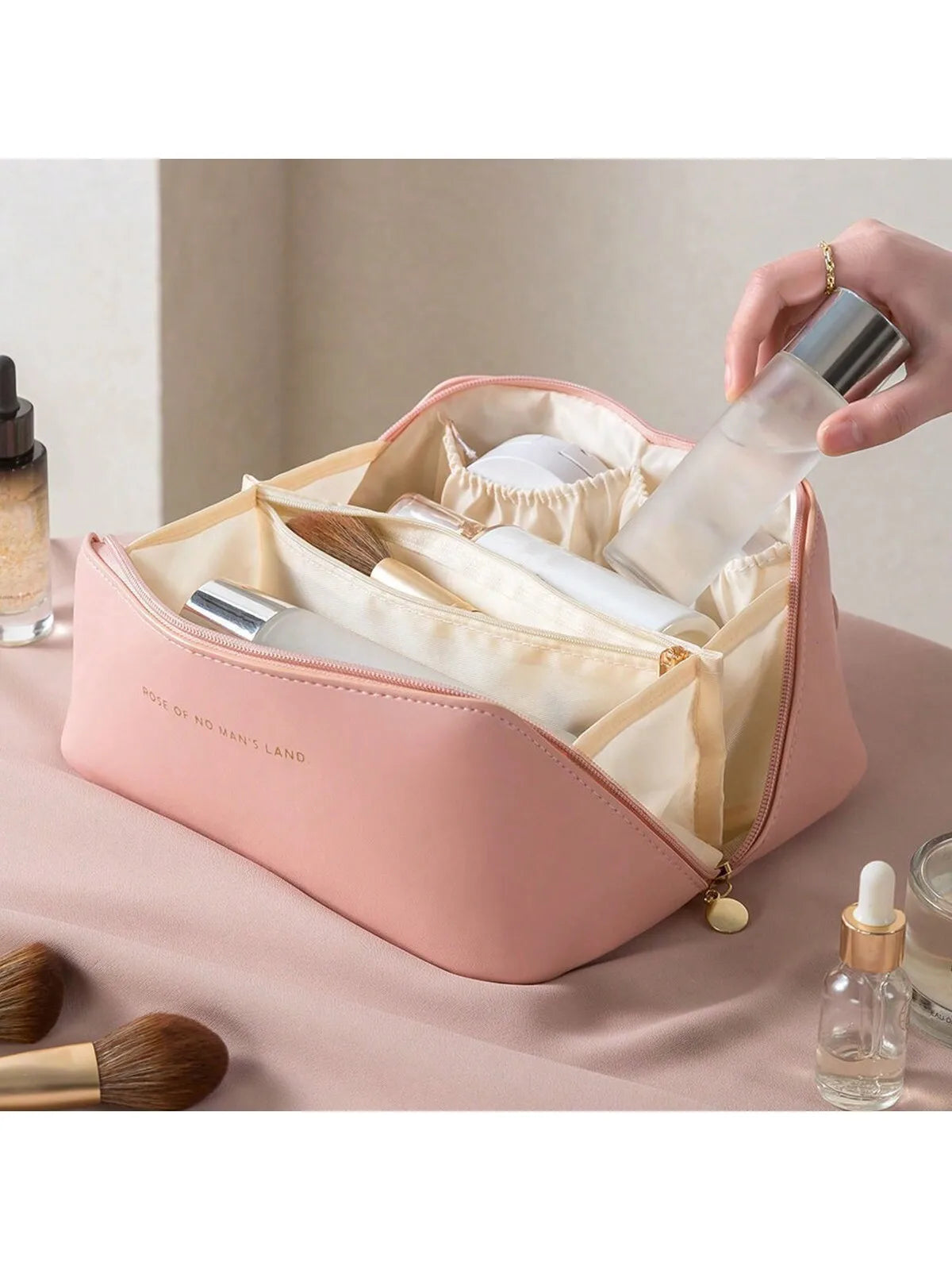 Large Pu Leather Travel Cosmetic Bag for Women Cosmetic Organizer High-capacity Makeup Bag Storage Pouch For Female Makeup Box