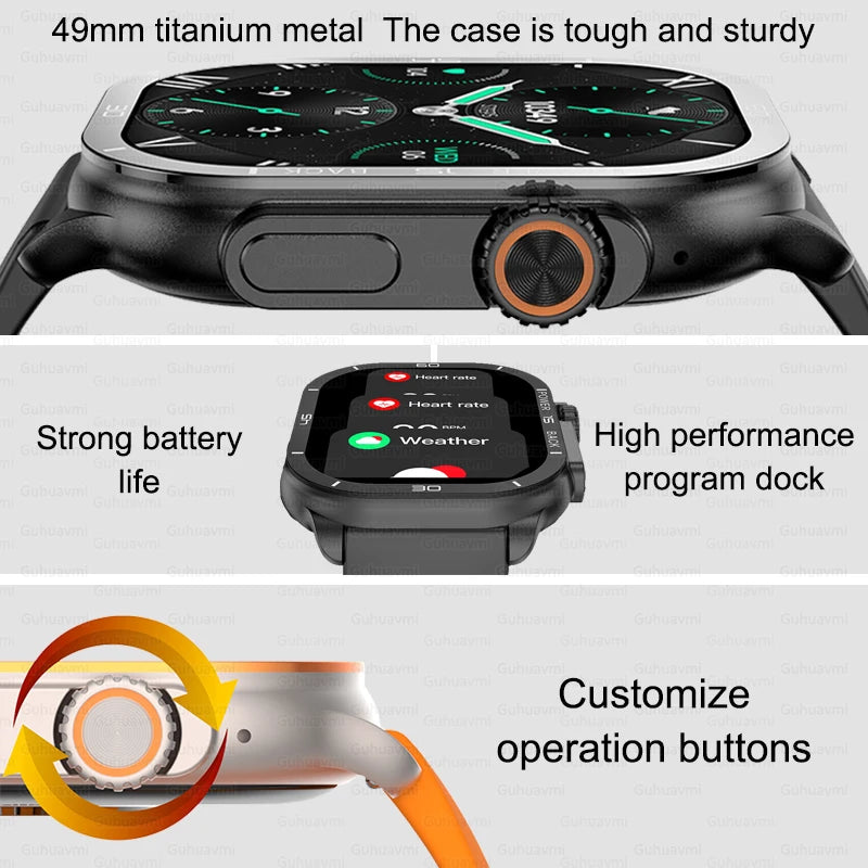 2025 New 49mm Smart Watch Men Women NFC Smartwatch BT Call Waterproof Wireless Charging AMOLED Screen Watch Ultra2 For Apple IOS