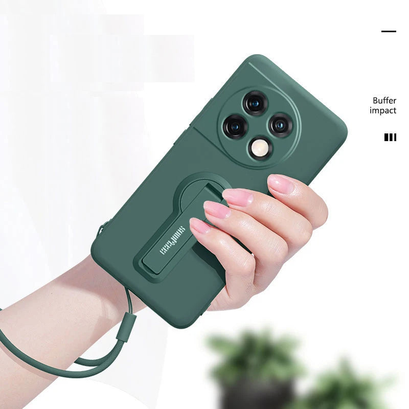 Luxury Soft Silicone Case Cover For OnePlus 13 12 11 15 15R 12R 13R 10 9 Pro ACE 3 Phone Case With Holder Stand Screen Protector