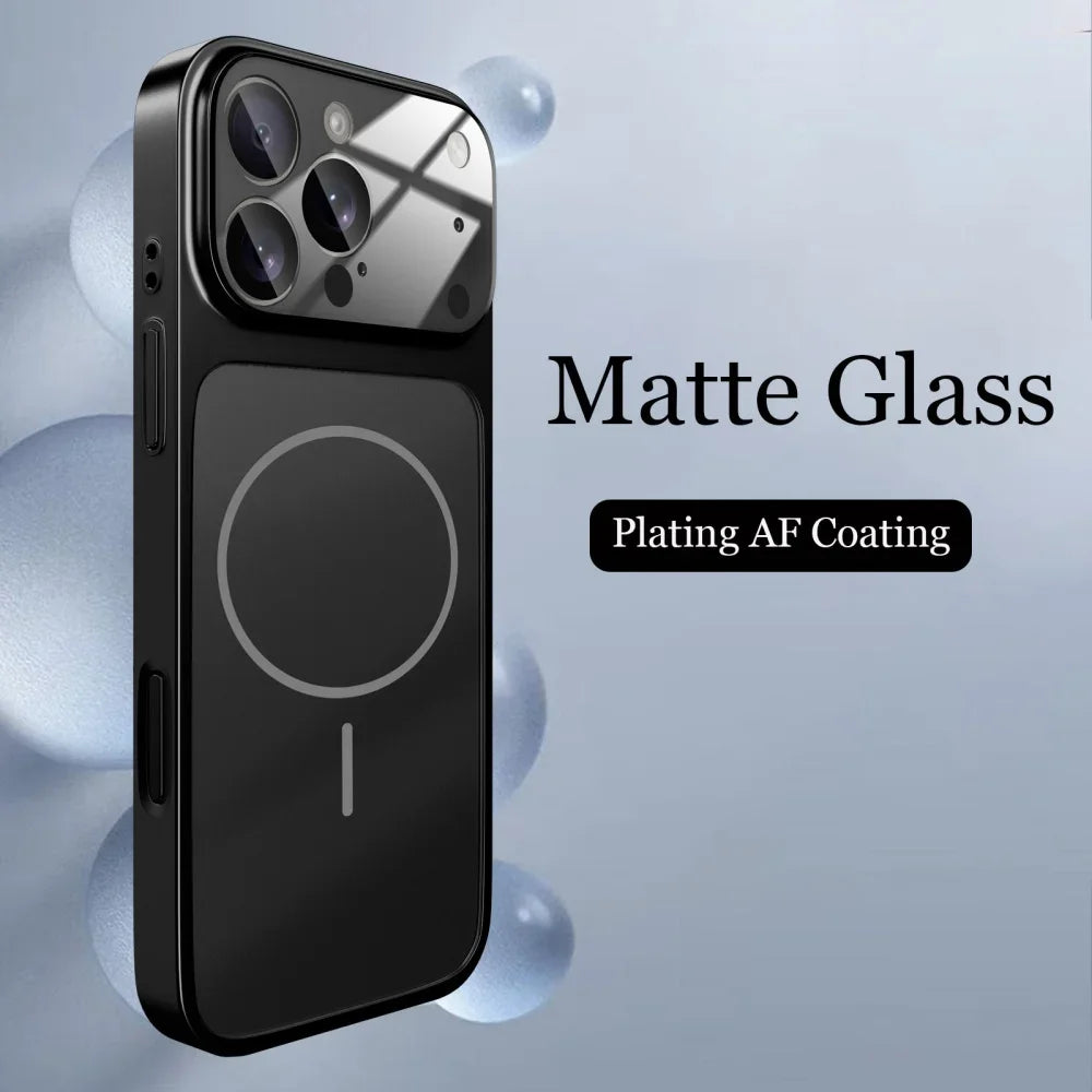 Original Glass Nano Matte Case For iPhone 17 16 15 14 13 Pro Max 17Air Magnetic For Magsafe Wireless Charging Armor Funda