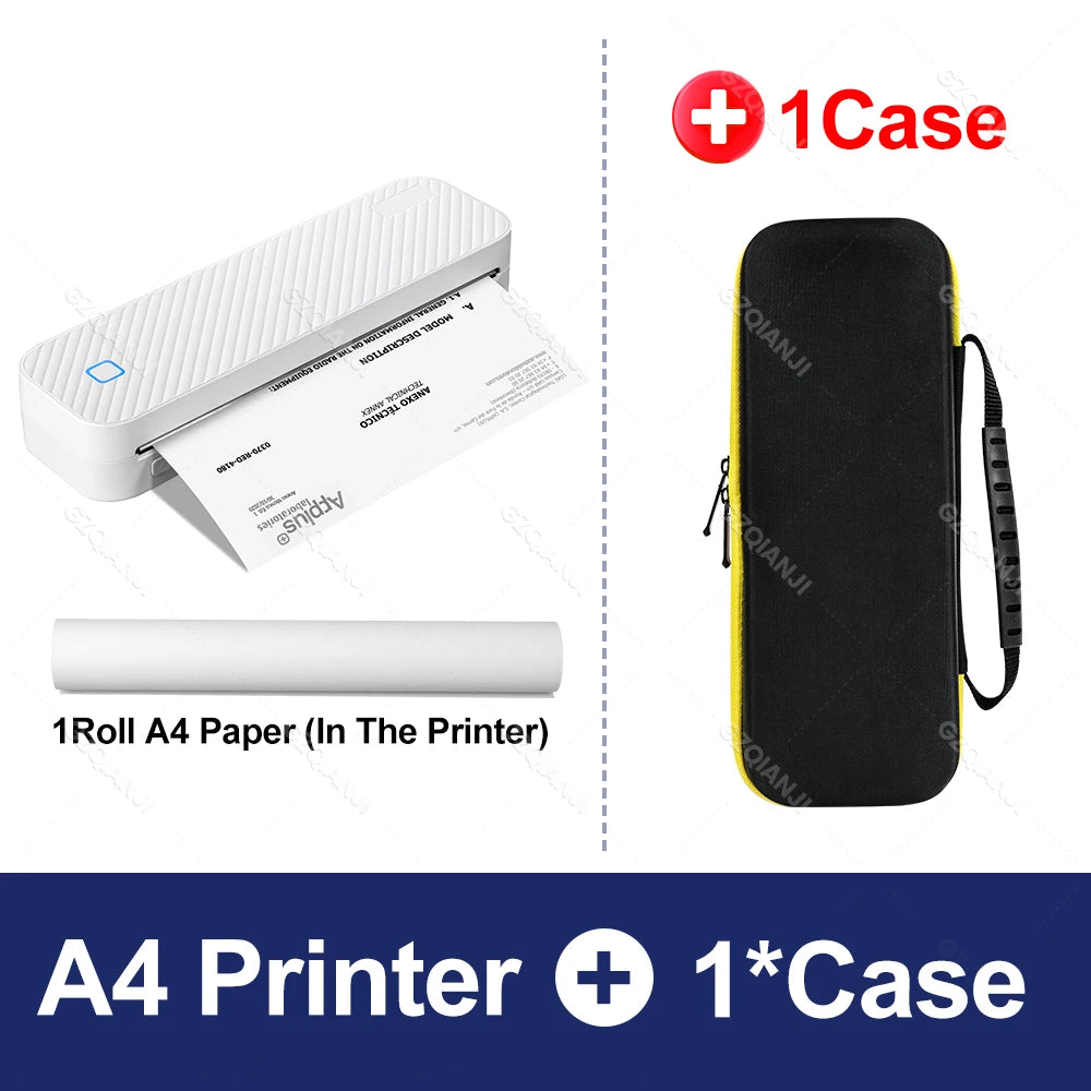 Mini Thermal Printer Bluetooth Portable Wireless A4 Maker with Paper Case for Mobile World PDF Picture Print Home Office USE