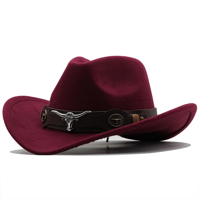 West cowboy hat Chapeu black wool man Wome hat Hombre Jazz hat Cowgirl large hat for men sombreros 56-58Cm
