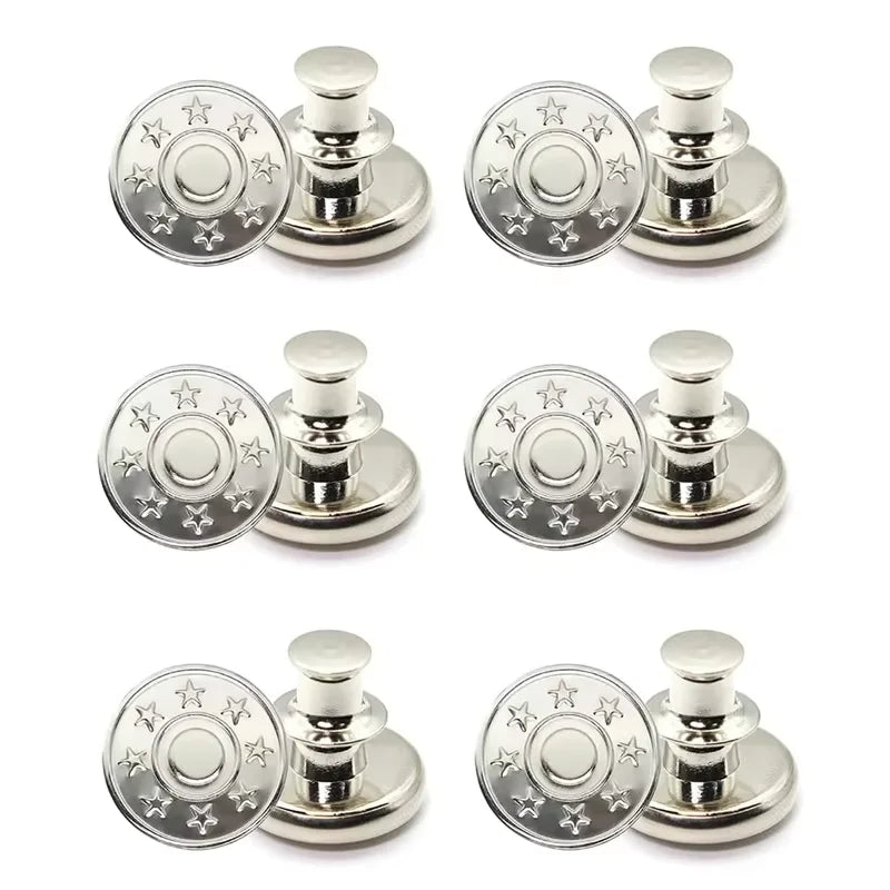 6PCS-Jeans Waist Buttons Nail Free Adjustable Waist Extenders Buttons Detachable Clothing Pants Waist Buckle