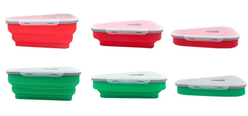 Food Grade Silicone Folding Pizza Box Reusable Triangle For Pizza Packing Box Take Away Box