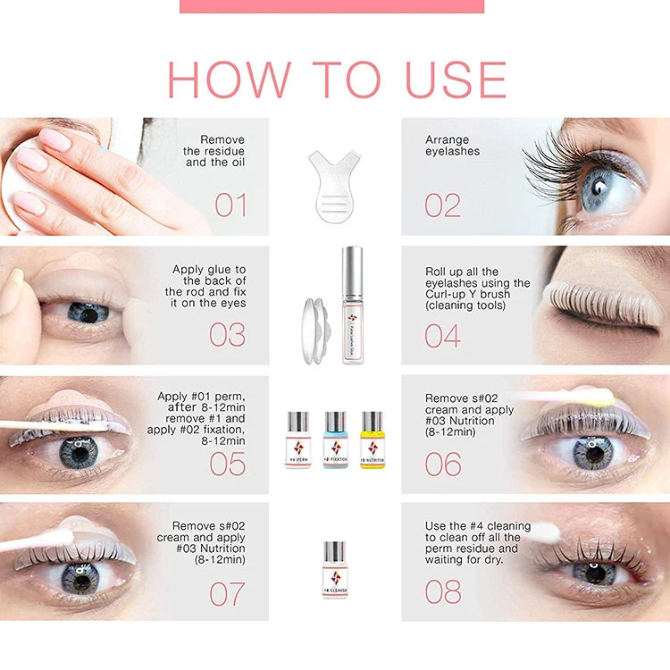 Lash Lift Kit and Eyelash Eyebrow Dye Tint Combination Lifting Eyelashes Perm Eye Makeup Set with Lift Pads and Clean Tools