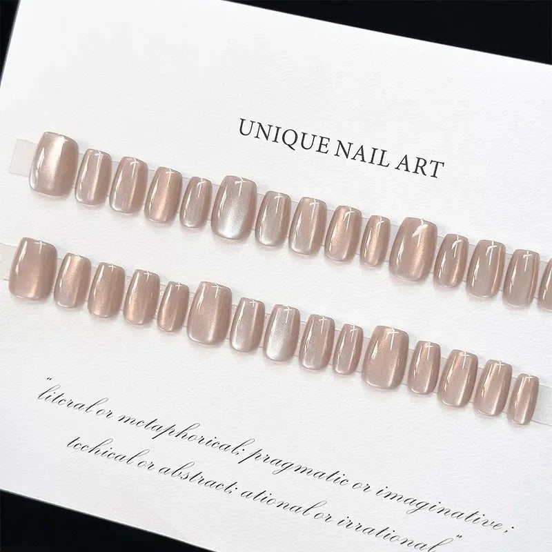 New 30Pc Cat Eyes Effect Press On Nails UV Gel Magnetic Cat Eye Fake Nails Handmade Artificial Nail Tips with Adhesive for Girls