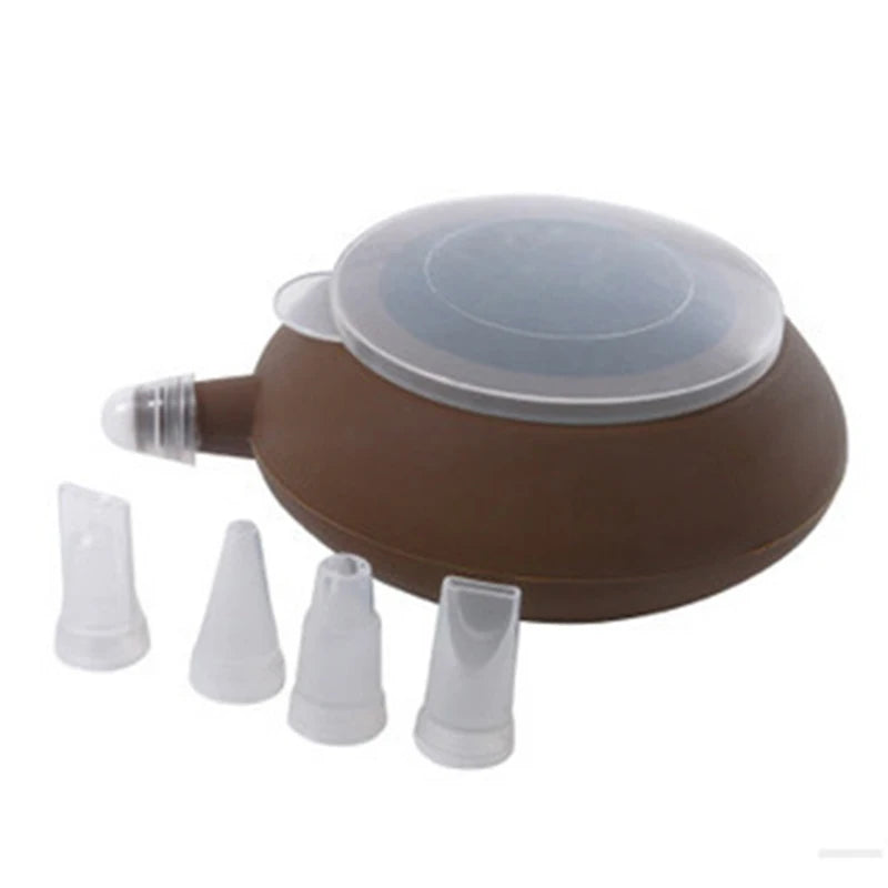 Silicone Macaron Decorating Pot Set, Chocolate Jam Extruder, With 5 Decorating Mouth, Suitable For Macron, Cake Baking Supplies