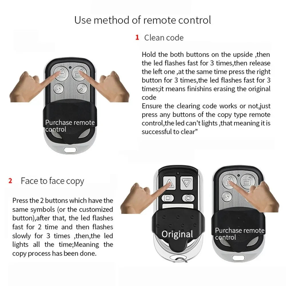Cloning Duplicator Key Fob A Distance Remote Control 433MHZ Clone Fixed Learning Code Rolling Code For Gate Garage Door