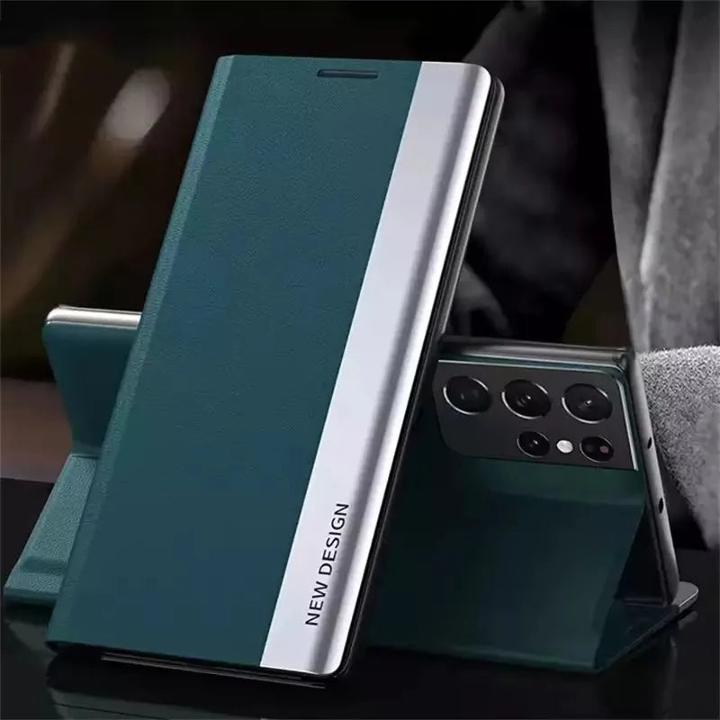 Luxury Leather Flip Case For Samsung Galaxy S26 S25 S24 S23 S22 S20 Ultra Plus S23 S21 S24 FE Note 20 Ultra 10 Plus Stand Cover
