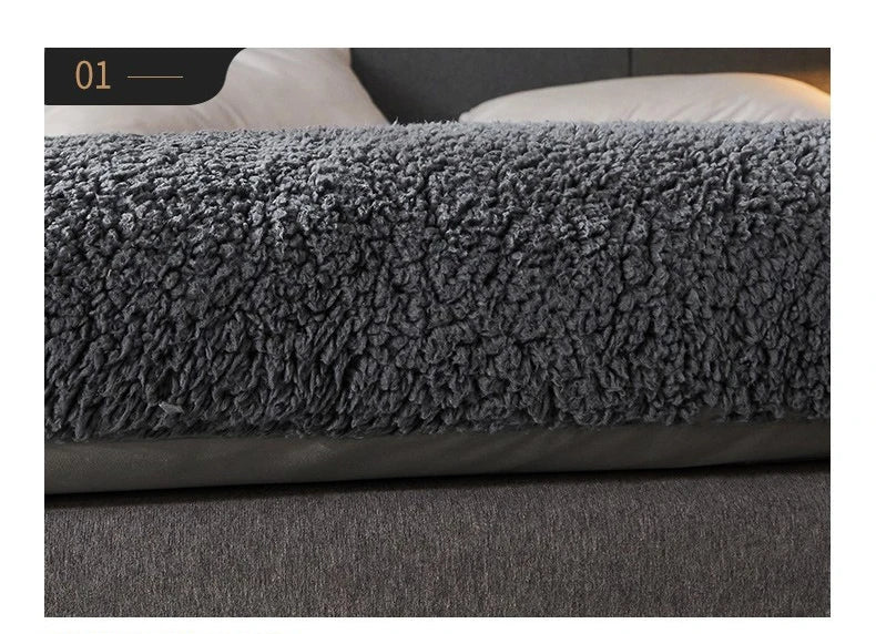 Dark Grey Double Mattress Thickened Lamb Warm Winter Mattress 200 * 220cm