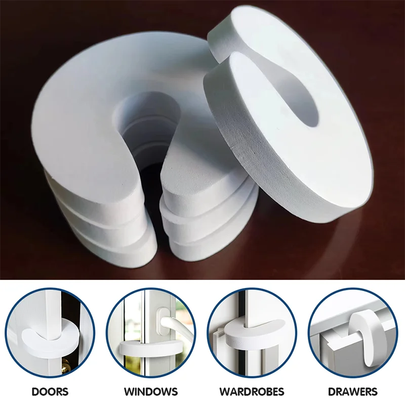 4Pcs Eva Baby Finger Protector High Elastic Foam Card Lock Anti Pinch Anti Fall Door Protector Child Safety Door Stopper