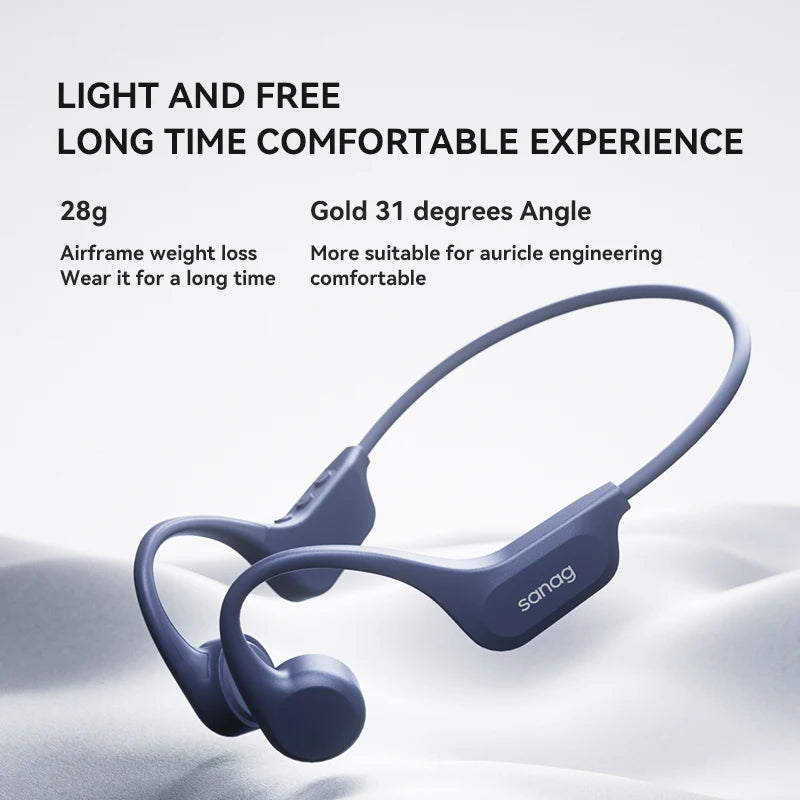 Sanag B60 True Bone Conduction Wireless Earphone Swimming Riding Headphones 64GB Memory Offline Local MP3 Playback Earbuds