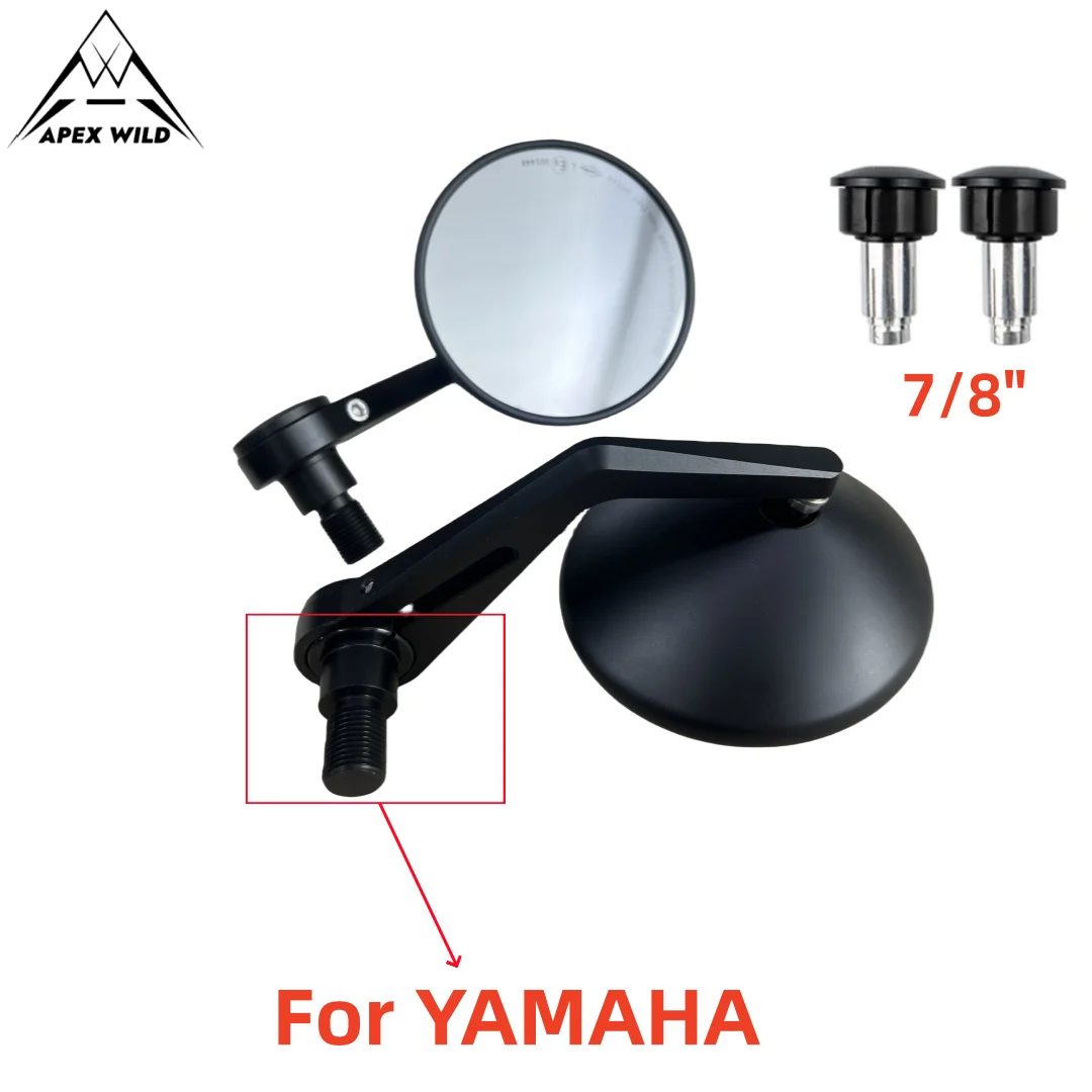 7/8"Motorcycle Handle Bar End Mirrors Black Side Mirror For Yamaha MT/FZ/TMA Kawasaki Z650-up Honda CB-R Rearview Mirror
