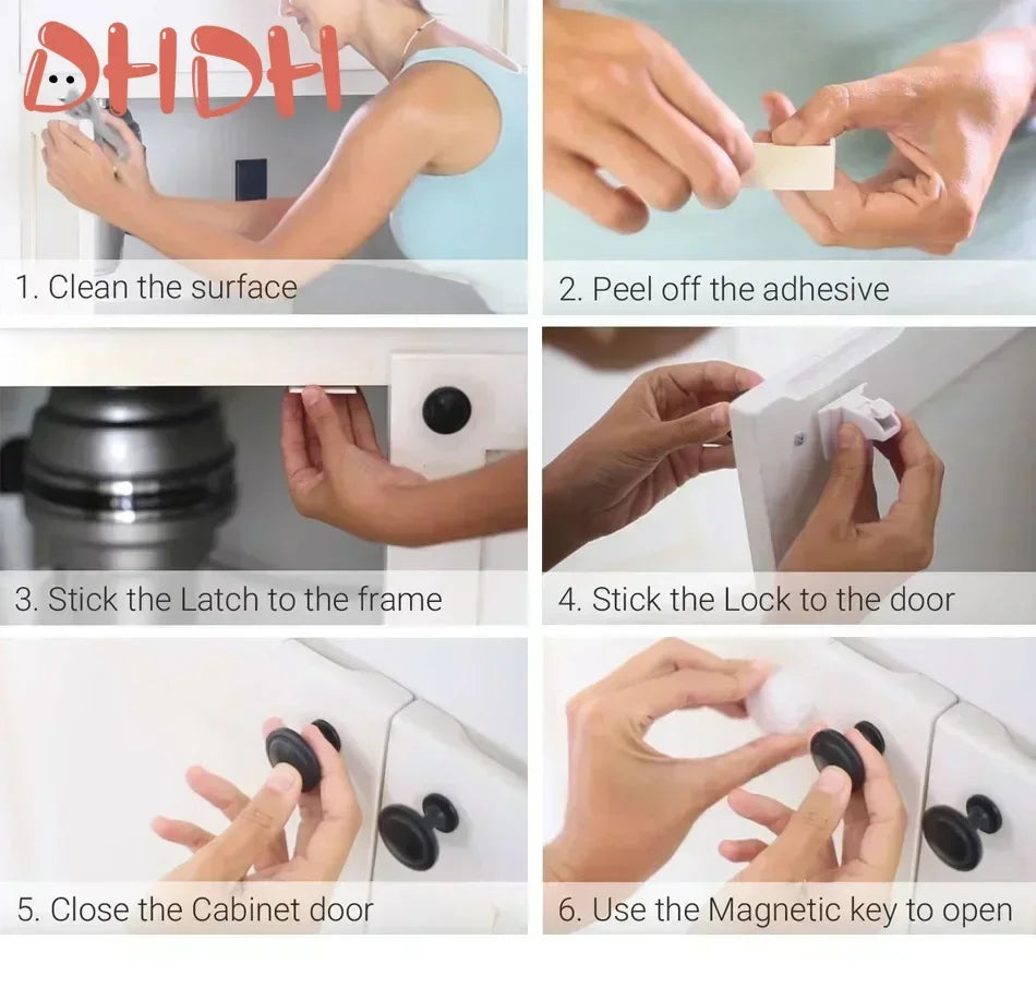 DHDH Magnetic Baby Safety Lock Children Protection Invisible Drawer Latch Cabinet Door Lock Limiter Children Security