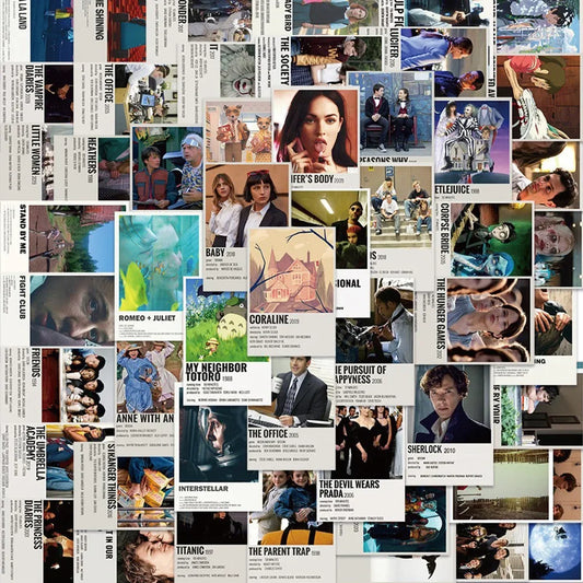 64PCS Classic Movie Anime Stickers Mixed Poster Kids Toys DIY Phone Laptop Luggage Scrapbook Car Graffiti Gift Small Sticker