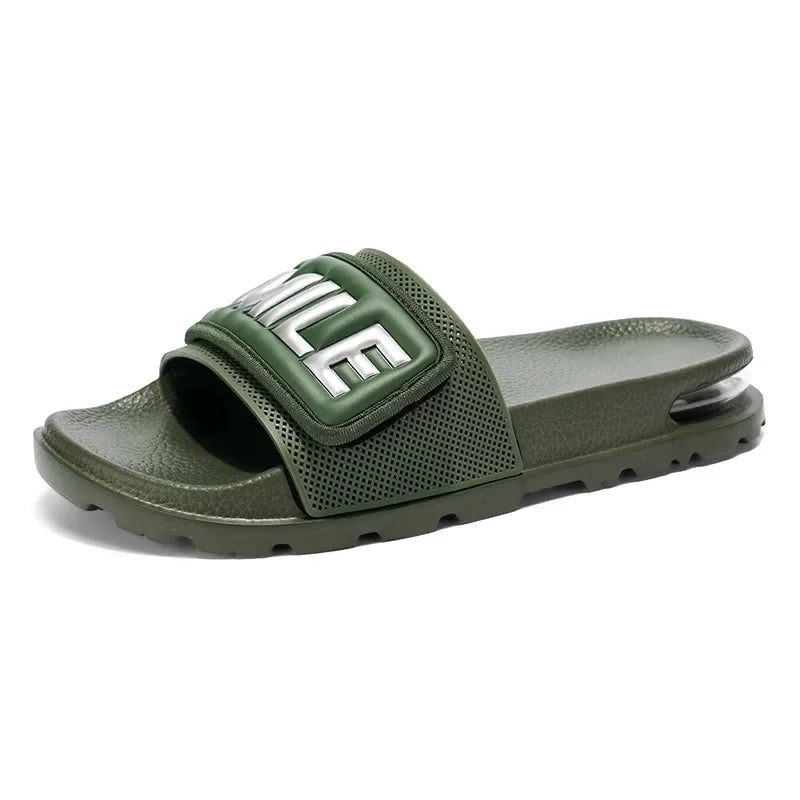 Men's Casual Slip-On Shoes Thick Bottom Air-Cushioned Slippers Magic Tape Simple High-End Summer Sandals EVA Material