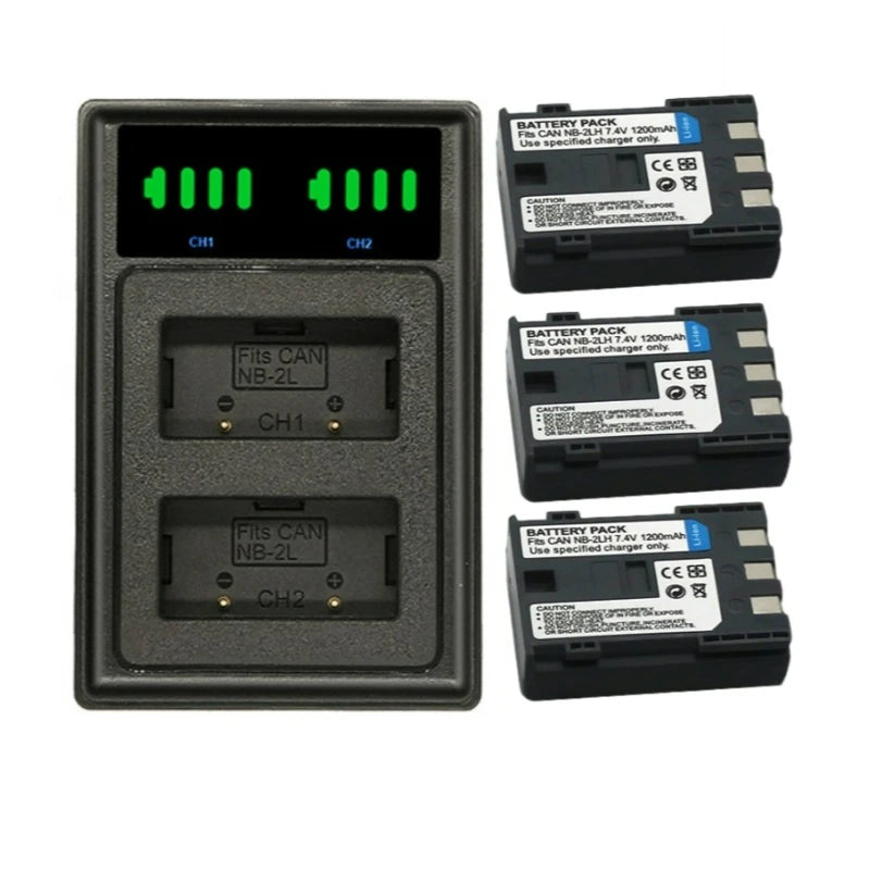 NB-2LH NB 2L 2LH NB-2L Battery + Charger 1850mah for Canon EOS Rebel XT XTi 350D 410D G7 G9 S70 S80 ZR500 ZR950 ZR960 HG10 HV40