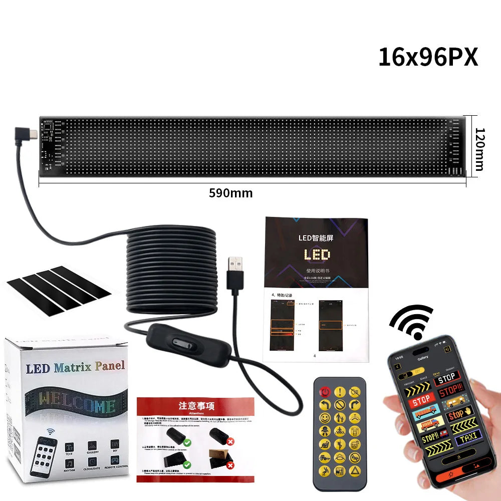 LED Matrix Pixel Panel USB 5V Flexible Addressable RGB Pattern Graffiti Scrolling Text Animation Display Car Shop Bluetooth APP