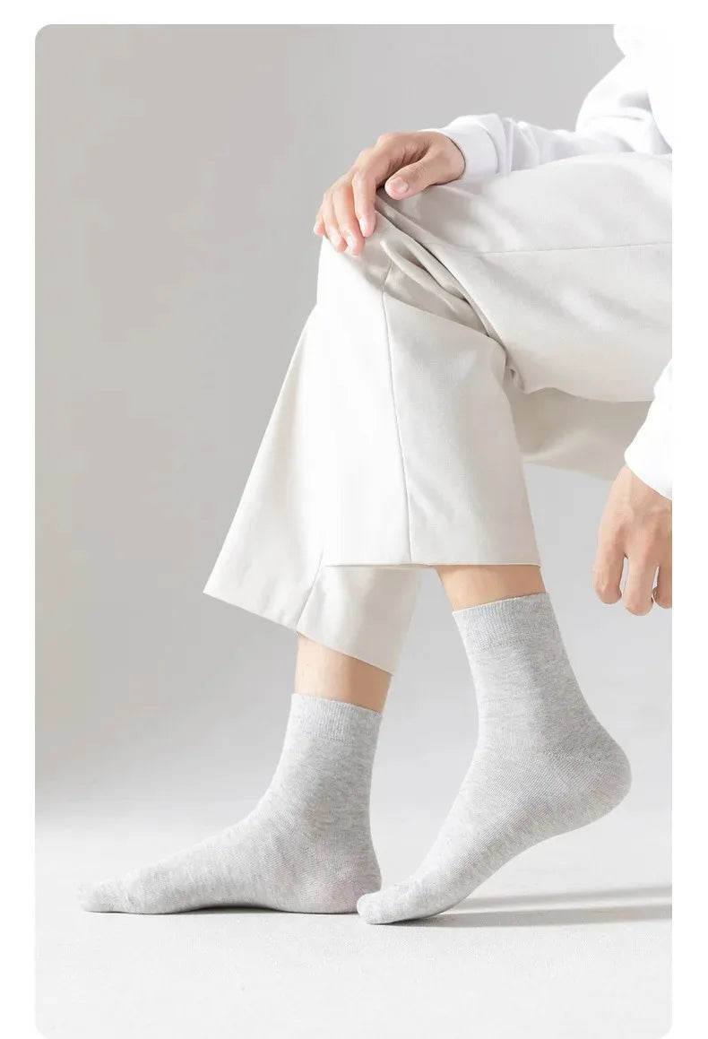 HSS 10Pairs Men‘s Socks Cotton Casual Business Middle Black Breathable Male Crew Socks Summer Winter Dress Gifts Socks Size38-45