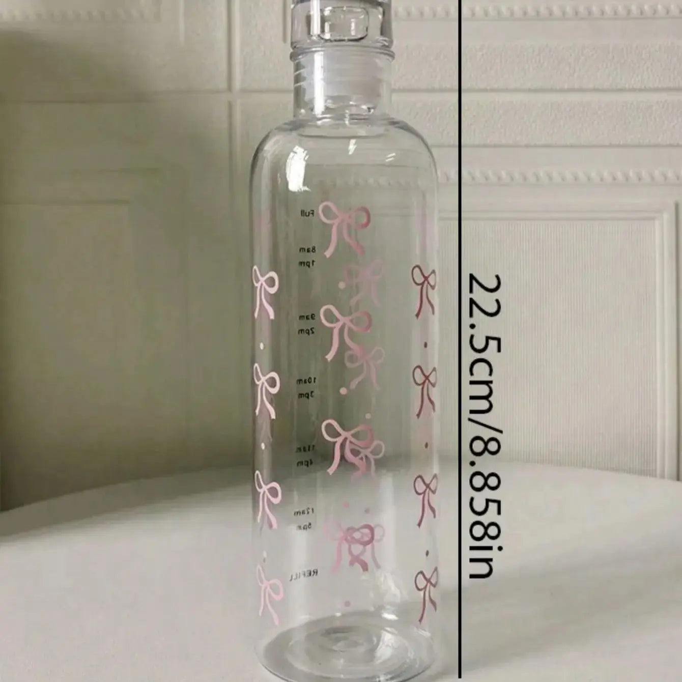 Clear bow plastic sports water bottle Time marker leak-proof juice milk cup Portable children's school sports cup