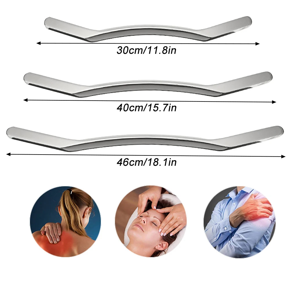 1pcs  Stainless Steel Long Gua Sha Tool Guasha Muscle Scraping Bar for Sports Muscle Relief Soft Tissue Massage Therapy